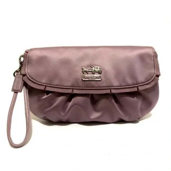 COACH MADISON AMANDA SATIN LAVENDER LARGE PURSE BAG CLUTCH
WRISTLET - Picture 1 of 16